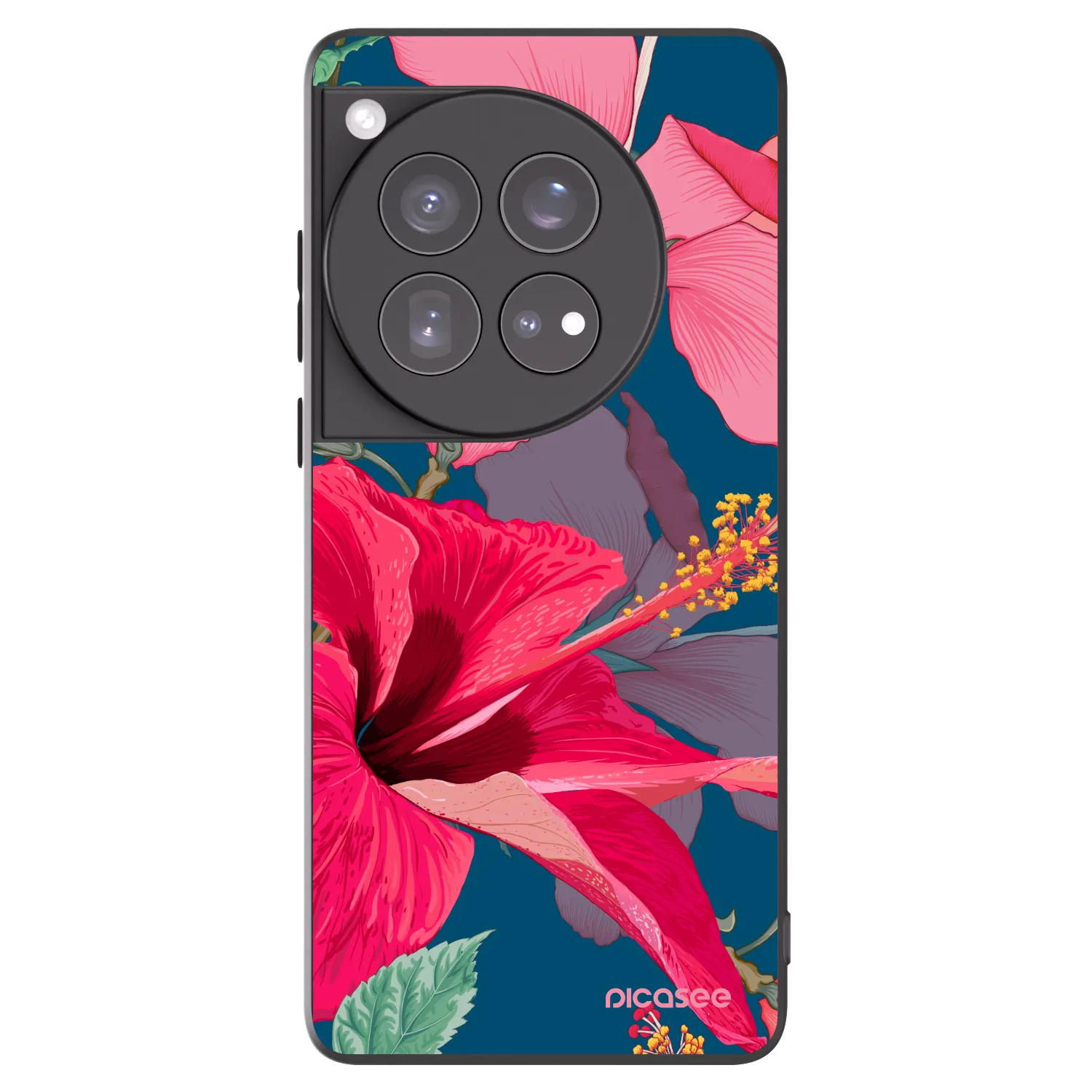 Silikónový čierny obal pre OnePlus 12 5G - Hibiscus