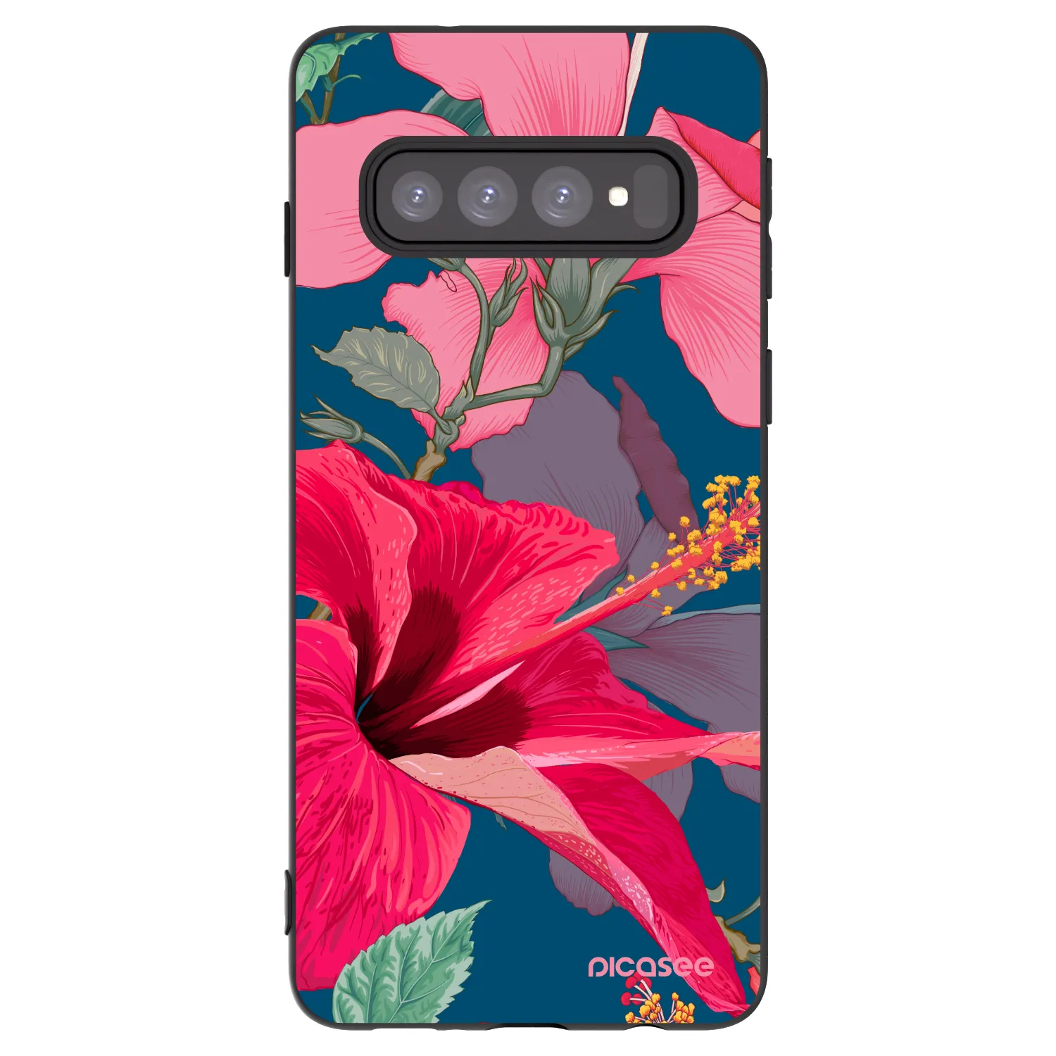 Picasee silikónový čierny obal pre Samsung Galaxy S10 G973 - Hibiscus