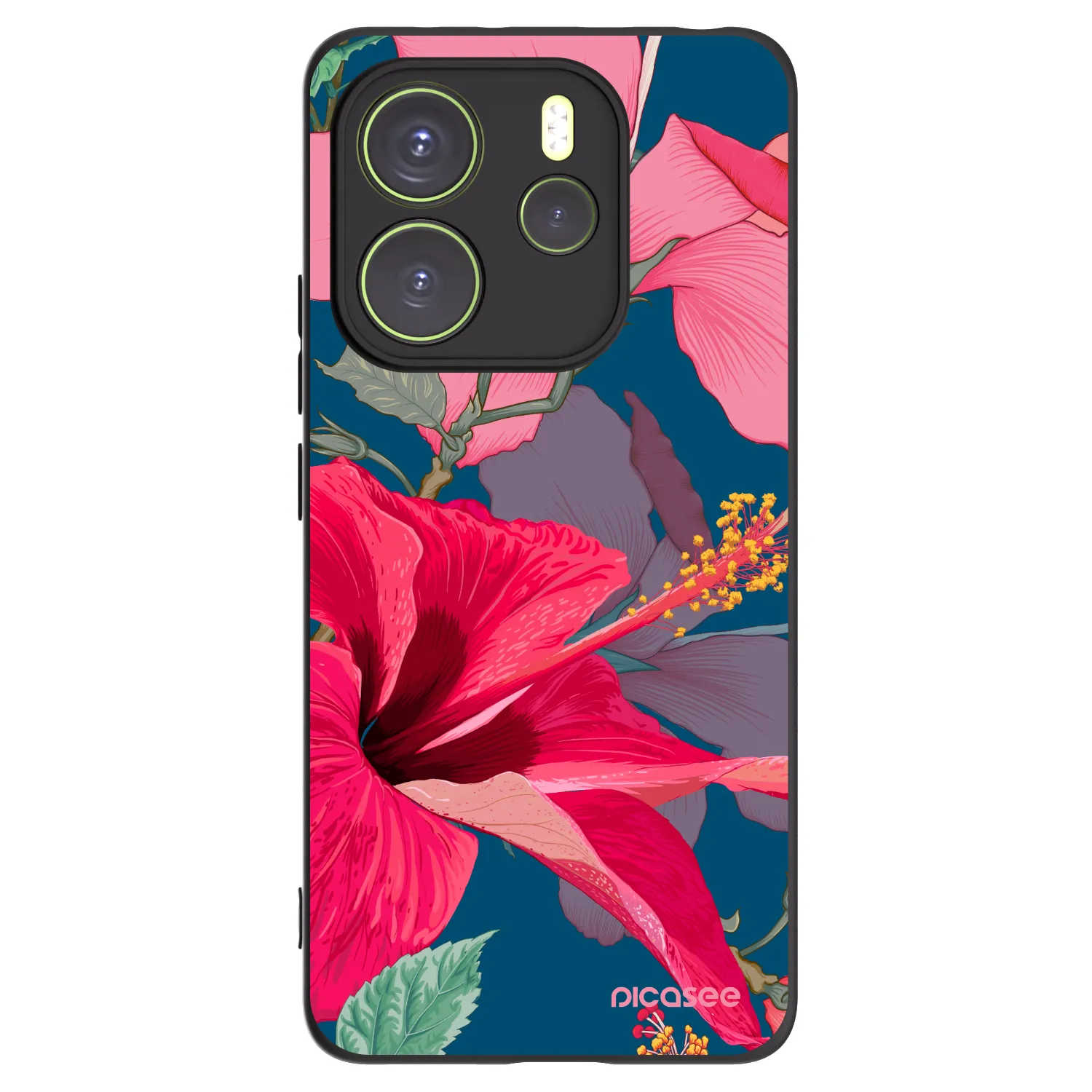 Picasee silikónový čierny obal pre Xiaomi Redmi Note 14 4G - Hibiscus