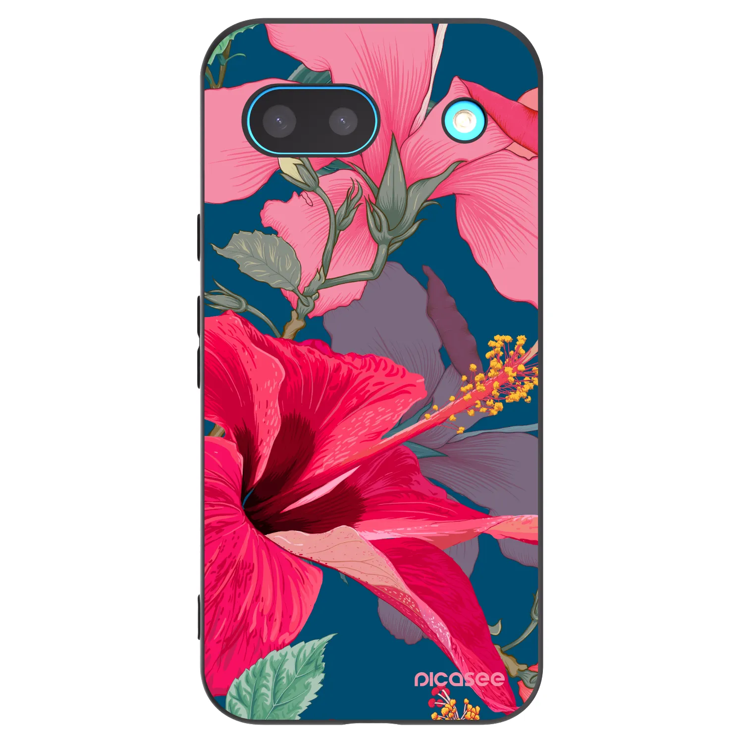 Silikónový čierny obal pre Google Pixel 8 - Hibiscus