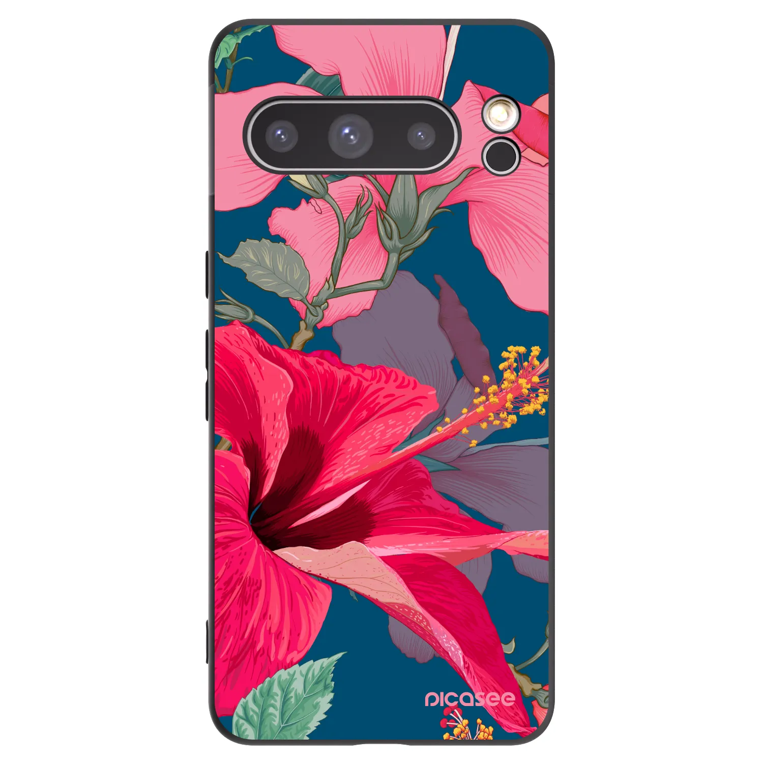 Picasee silikónový čierny obal pre Google Pixel 8 Pro - Hibiscus