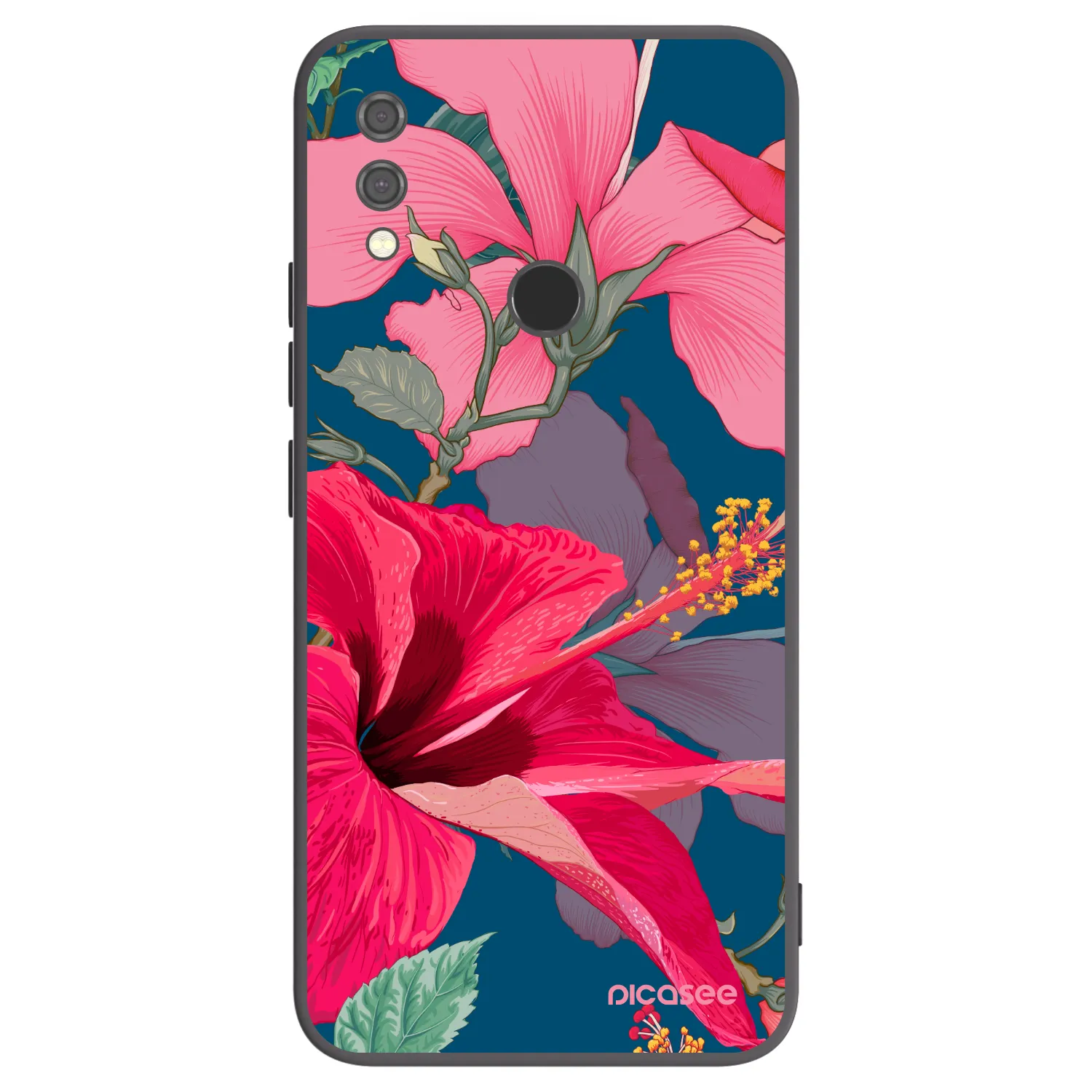 Silikónový čierny obal pre Xiaomi Redmi Note 7 - Hibiscus