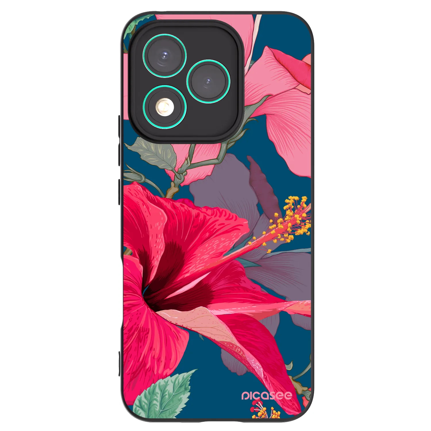 Silikónový čierny obal pre Honor 400 Lite 5G - Hibiscus