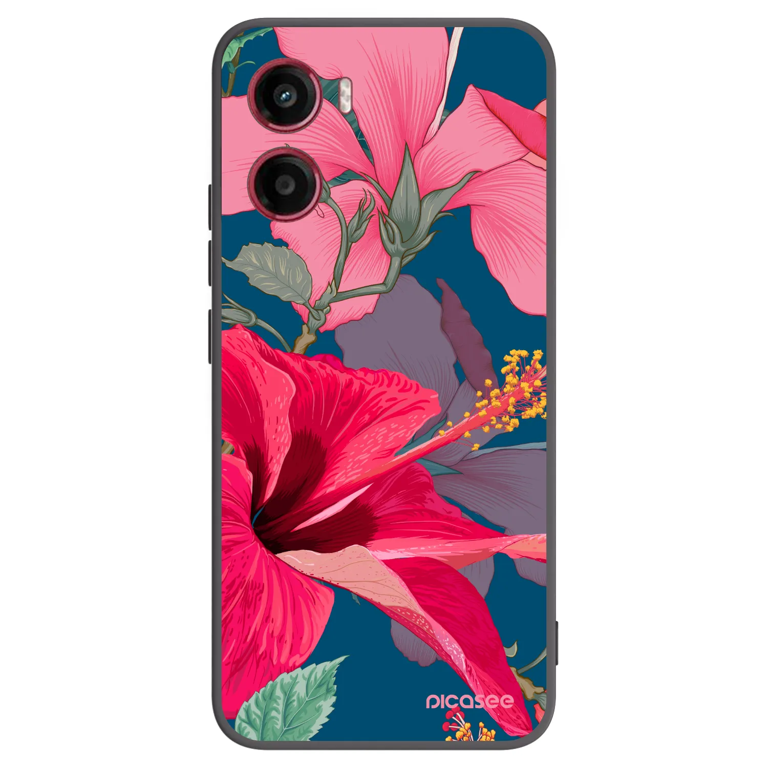 Picasee silikónový čierny obal pre Motorola Moto G05 - Hibiscus