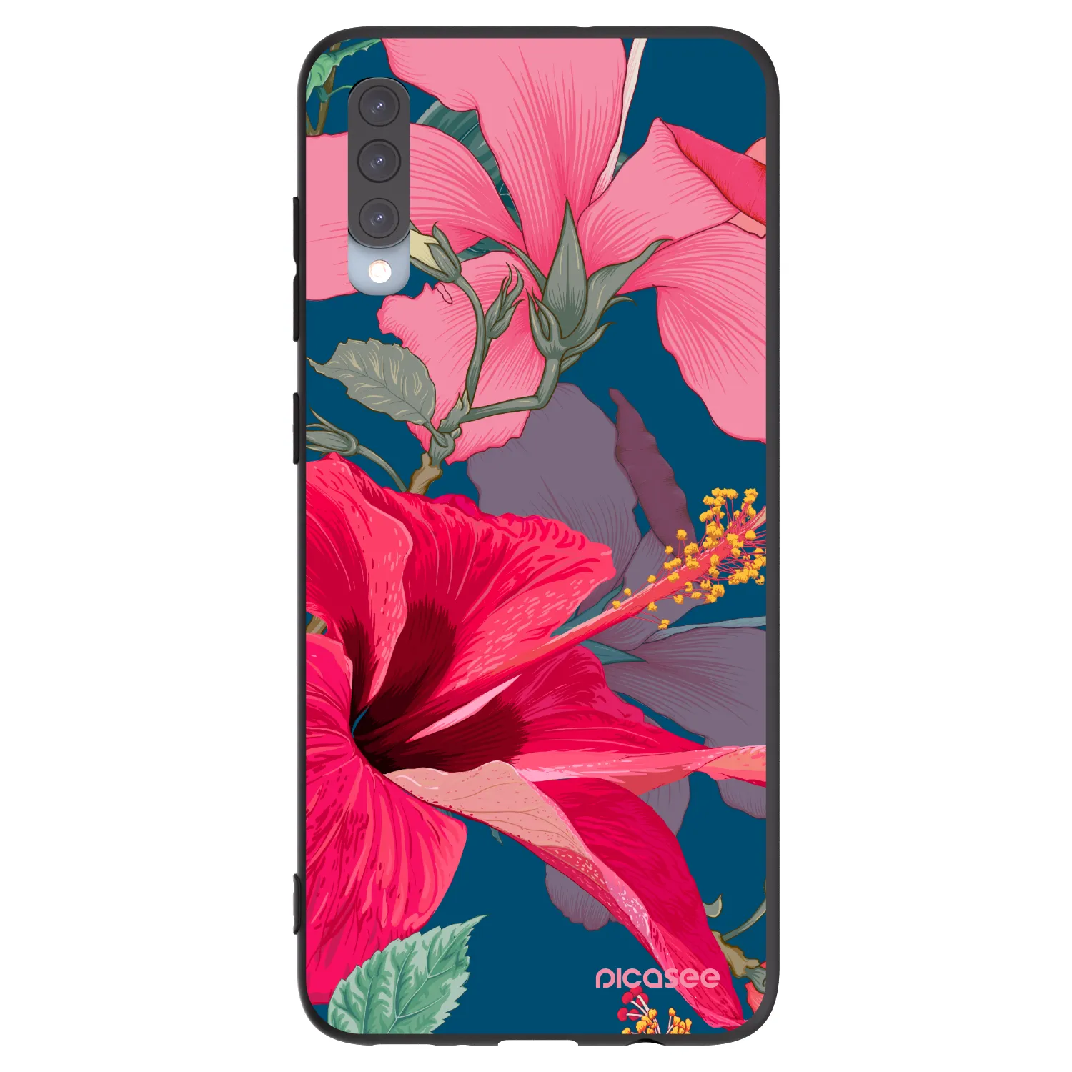 Picasee silikónový čierny obal pre Samsung Galaxy A70 A705F - Hibiscus