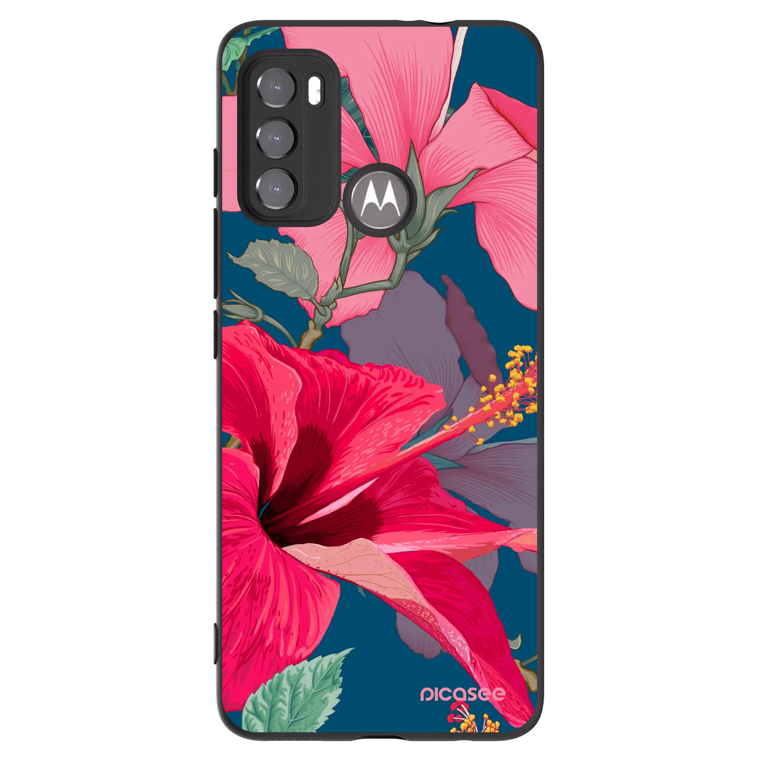 Silikónový čierny obal pre Motorola Edge 60 5G - Hibiscus