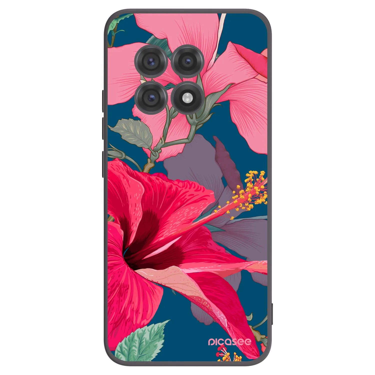 Silikónový čierny obal pre OnePlus 13R 5G - Hibiscus