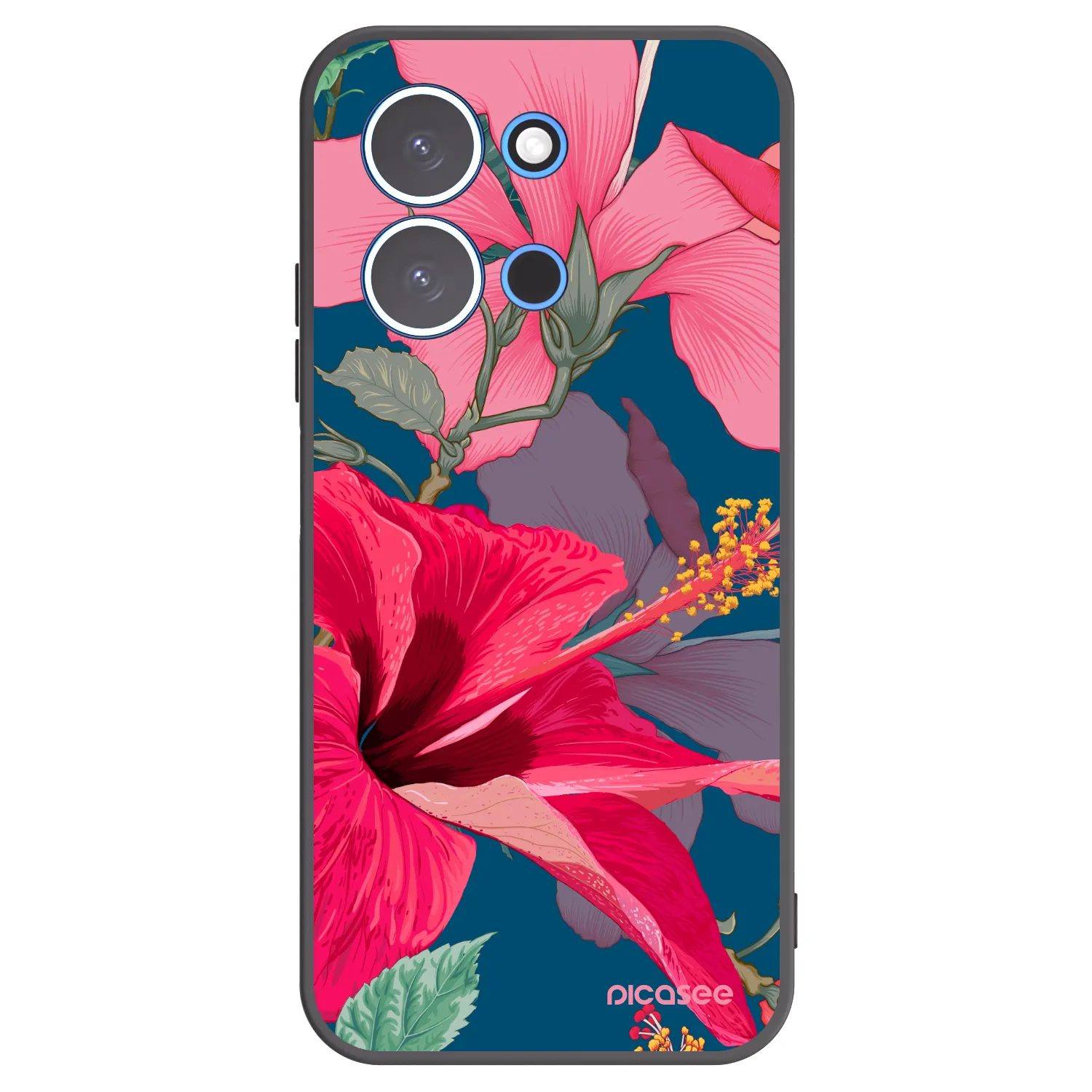 Silikónový čierny obal pre Xiaomi Redmi 15C 4G - Hibiscus