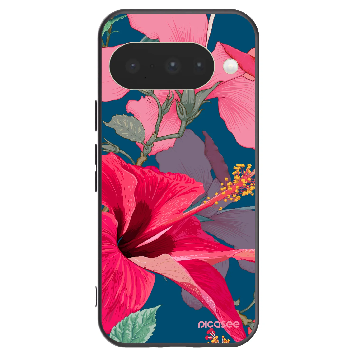 Silikónový čierny obal pre Google Pixel 10 - Hibiscus