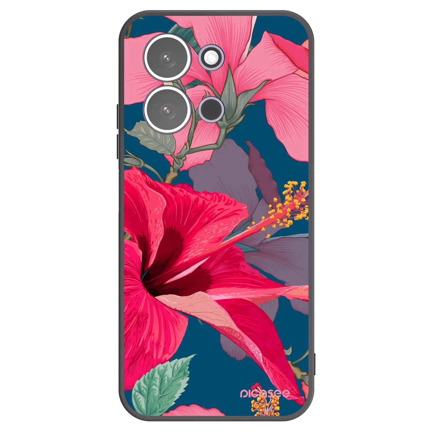 Picasee silikónový čierny obal pre Xiaomi Redmi 15C 5G - Hibiscus