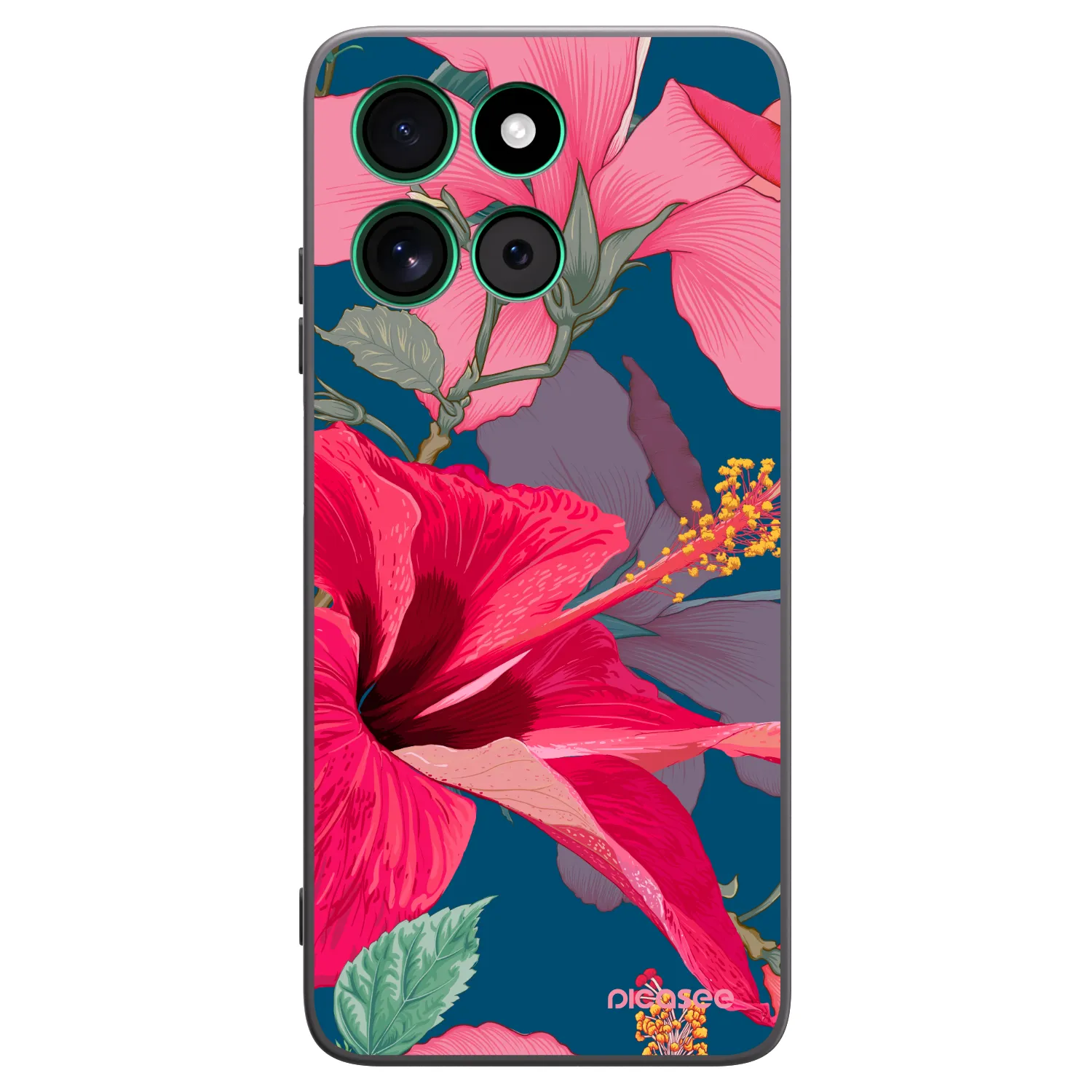 Picasee silikónový čierny obal pre Motorola Moto G57 Power - Hibiscus