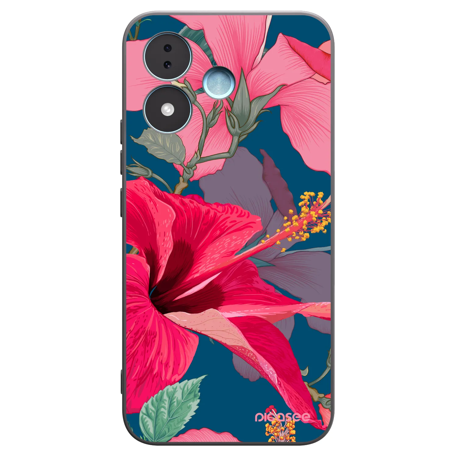 Picasee silikónový čierny obal pre Xiaomi Redmi Note 17 5G - Hibiscus