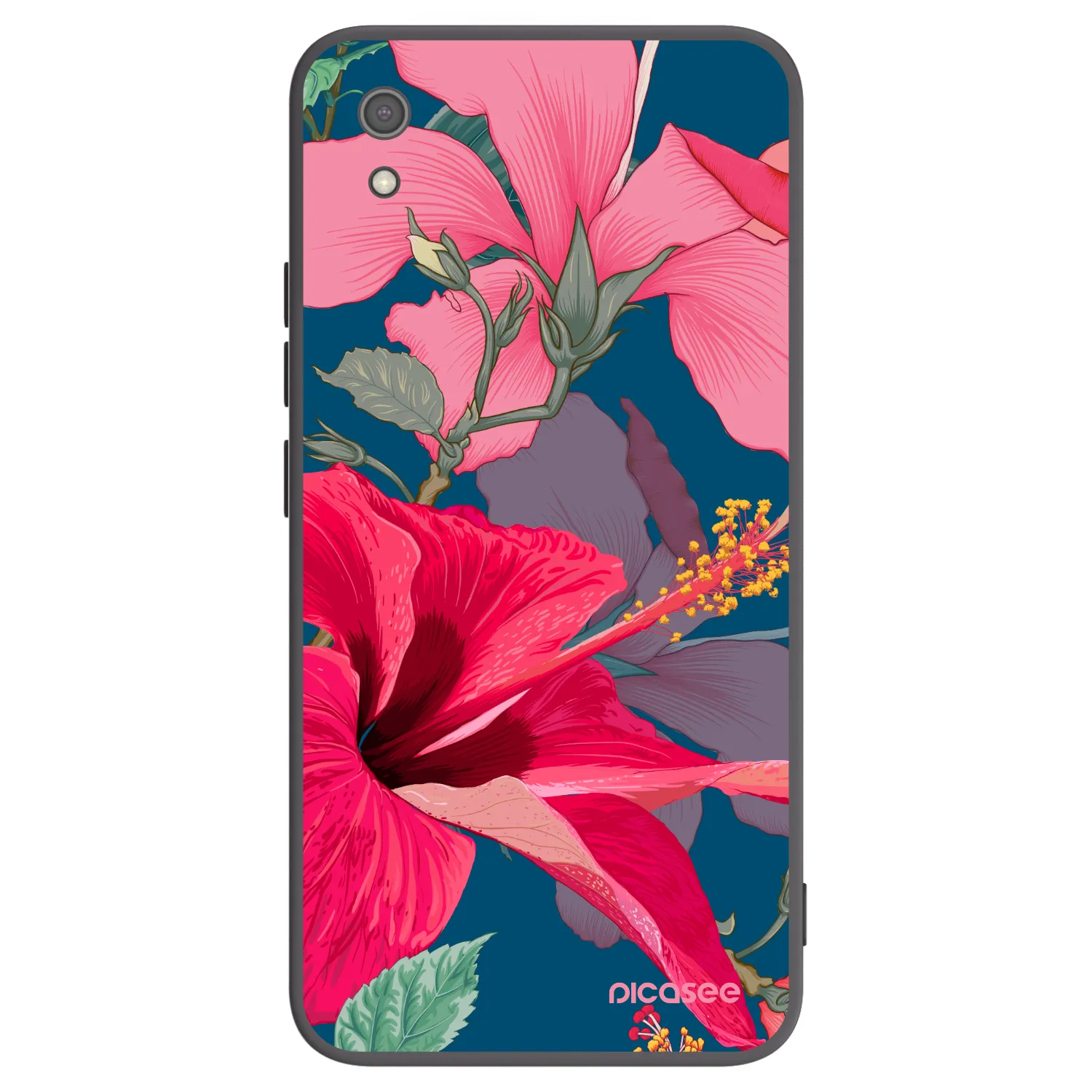 Picasee silikónový čierny obal pre Xiaomi Redmi 7A - Hibiscus