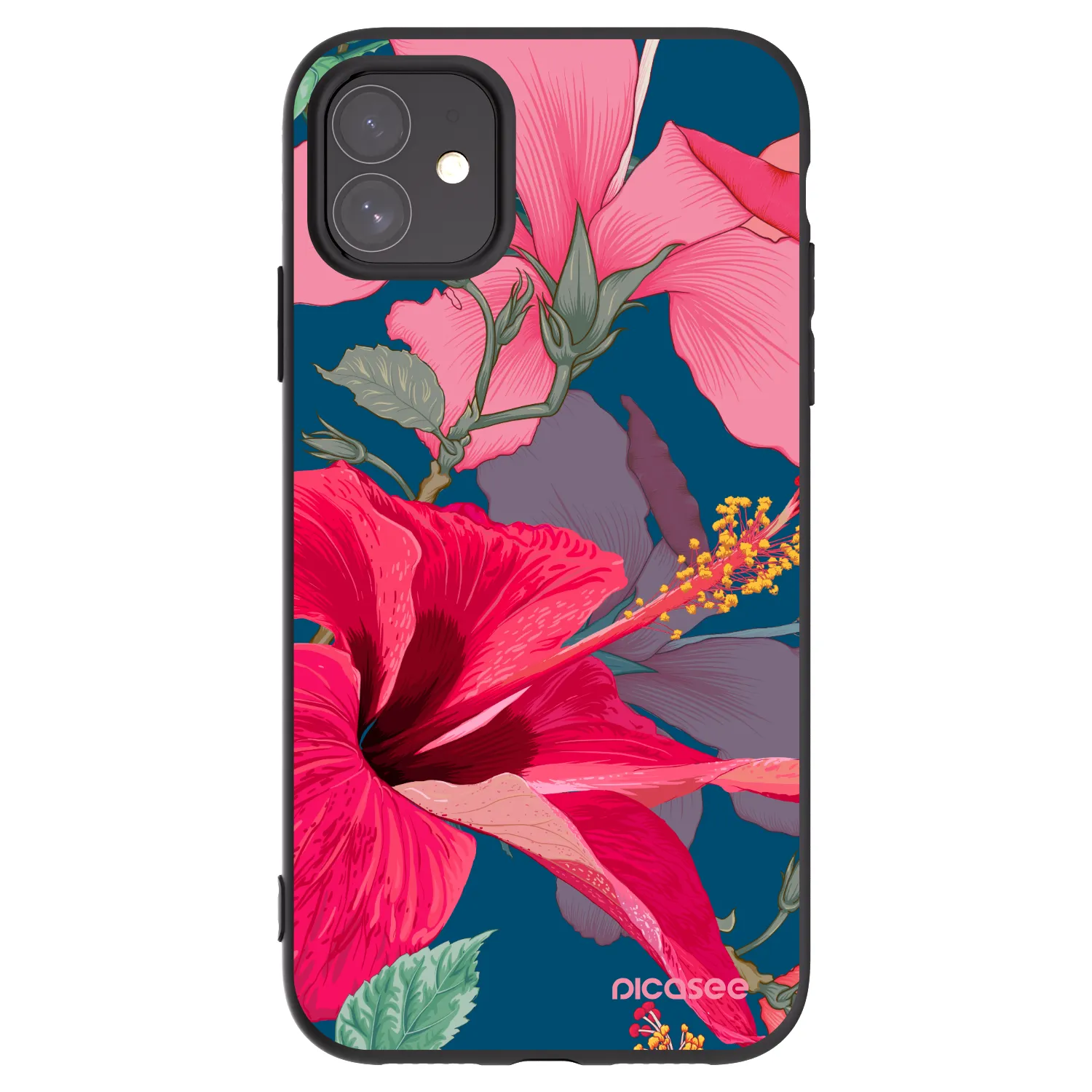 Picasee silikónový čierny obal pre Apple iPhone 11 - Hibiscus