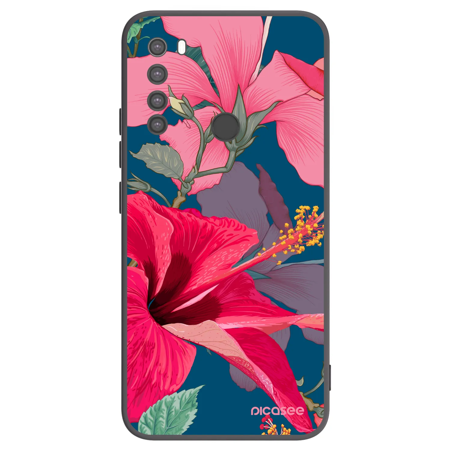 Picasee silikónový čierny obal pre Xiaomi Redmi Note 8 - Hibiscus