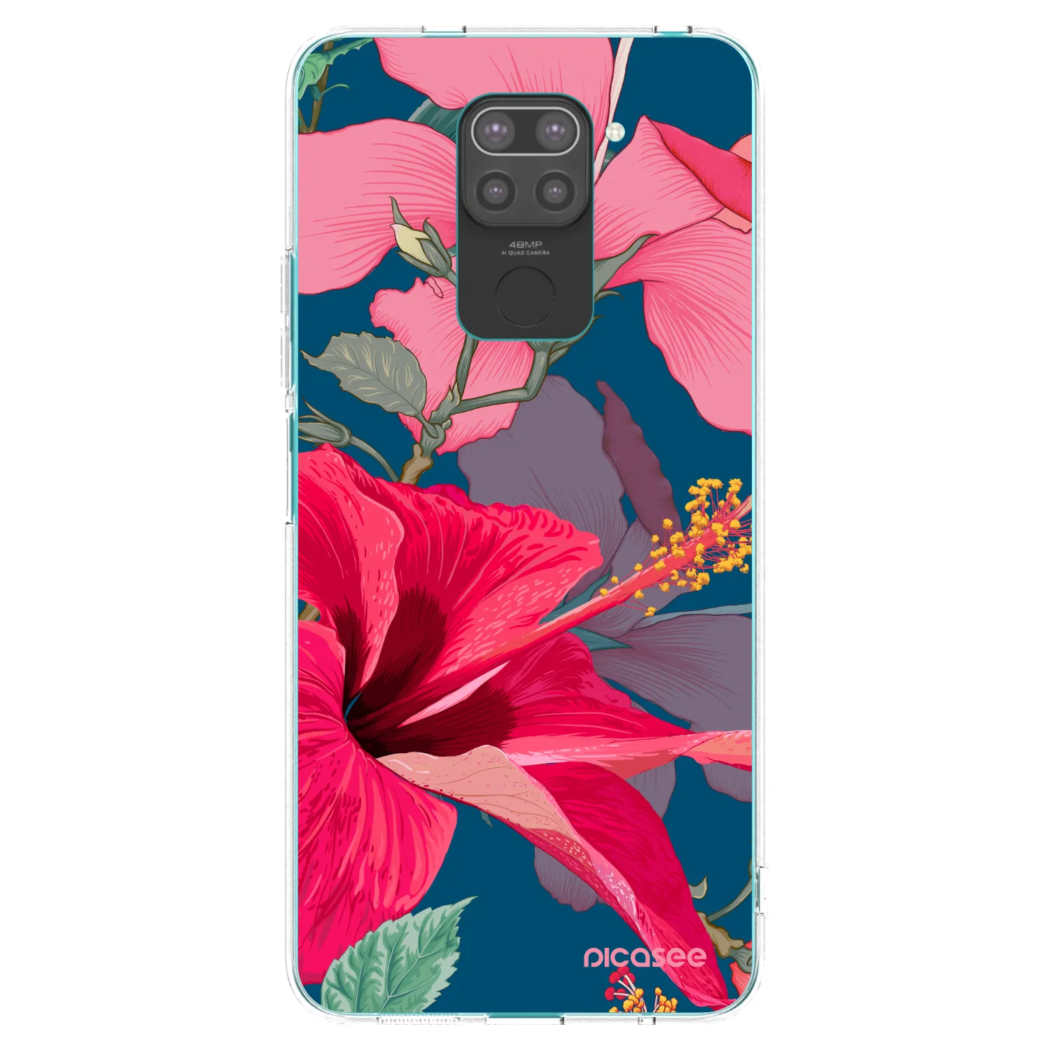 Picasee silikónový čierny obal pre Xiaomi Redmi Note 9 - Hibiscus