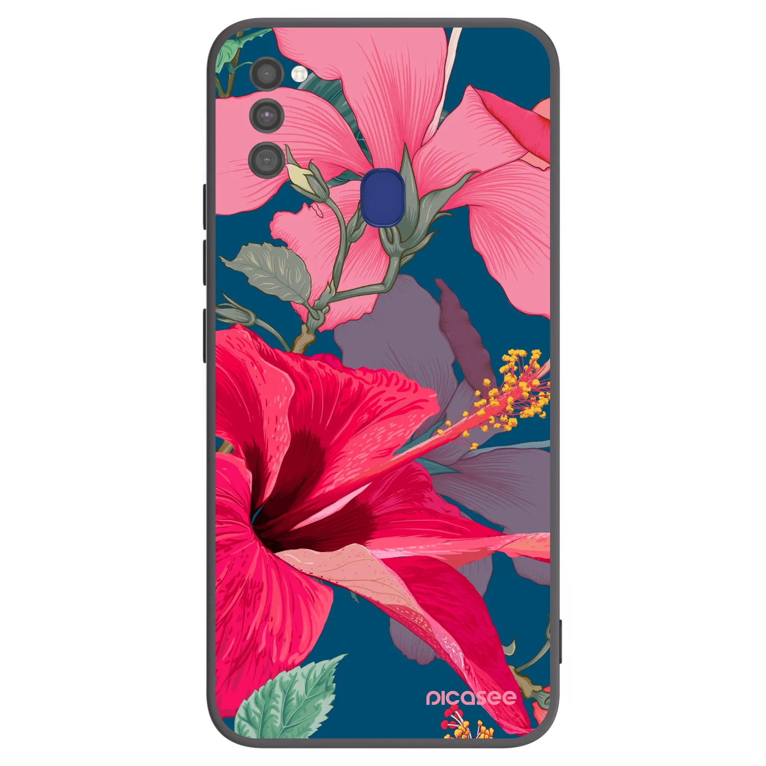 Picasee silikónový čierny obal pre Samsung Galaxy M21 M215F - Hibiscus