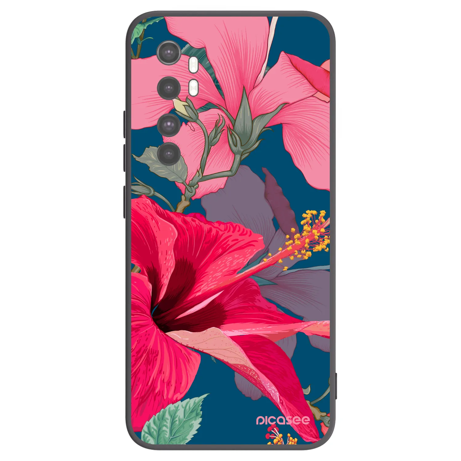 Picasee silikónový čierny obal pre Xiaomi Mi Note 10 Lite - Hibiscus