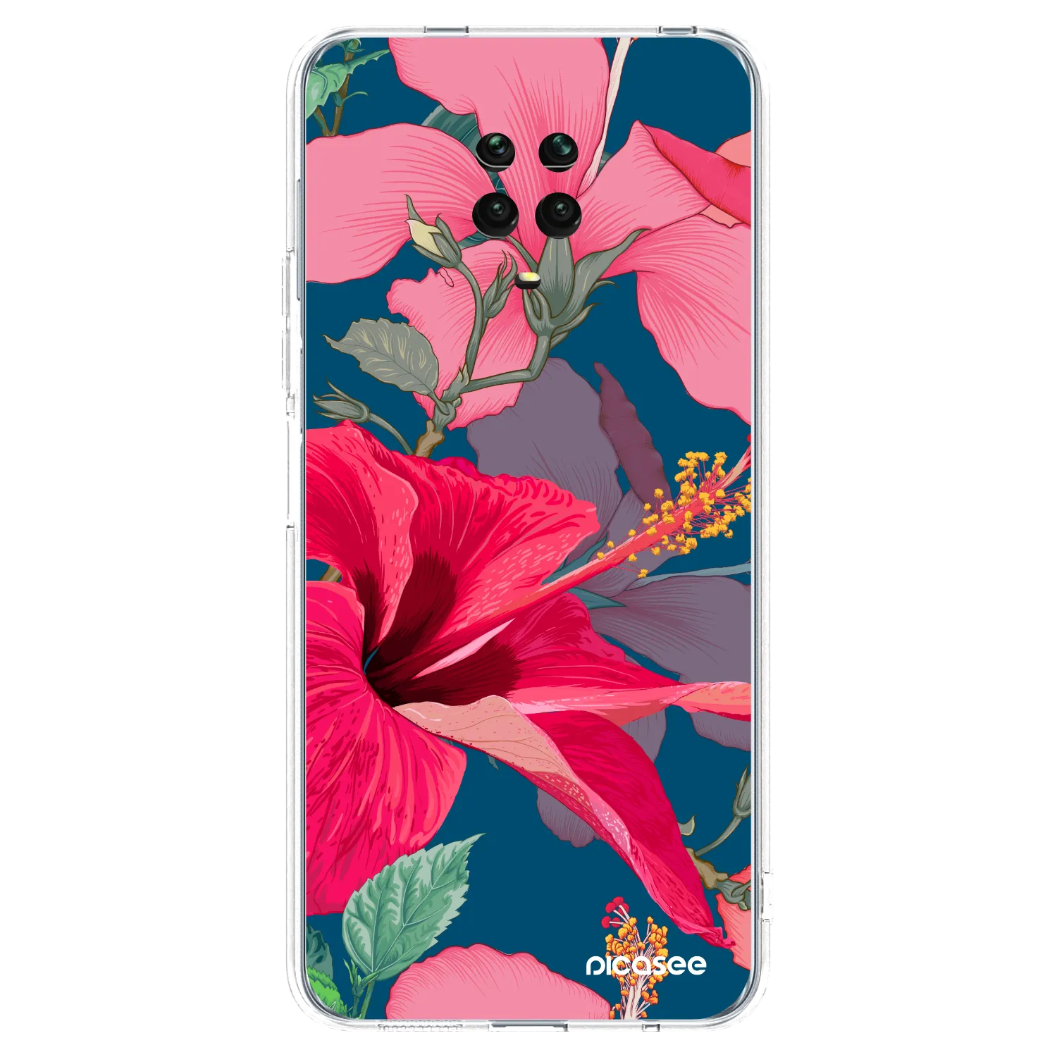 Picasee silikónový prehľadný obal pre Xiaomi Redmi Note 9S - Hibiscus