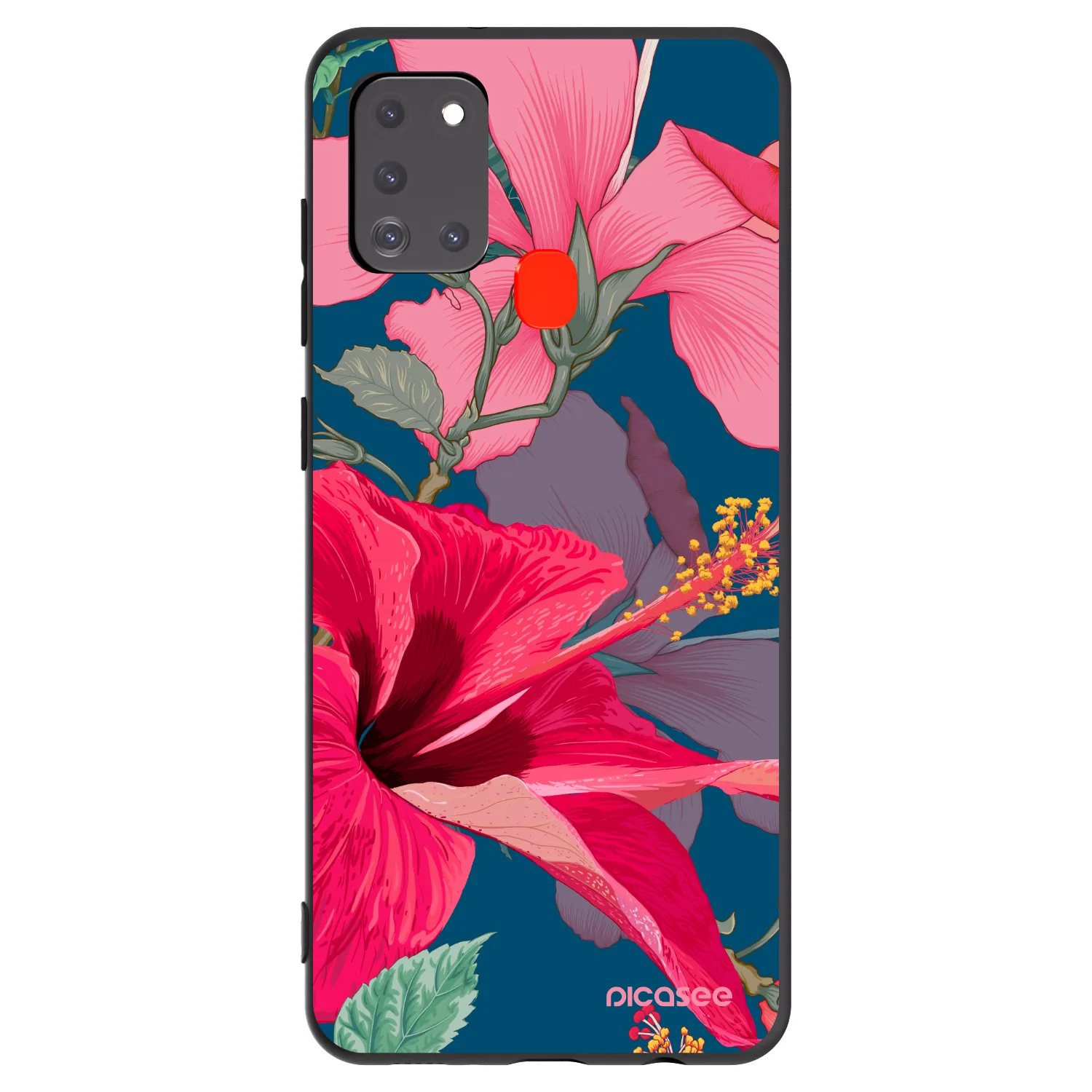 Picasee silikónový čierny obal pre Samsung Galaxy A21s - Hibiscus