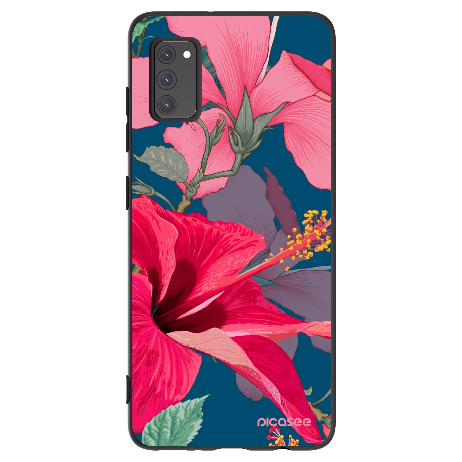 Picasee silikónový čierny obal pre Samsung Galaxy A41 A415F - Hibiscus