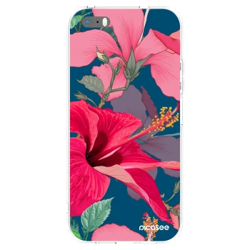 Picasee silikónový prehľadný obal pre Apple iPhone 5/5S/SE - Hibiscus