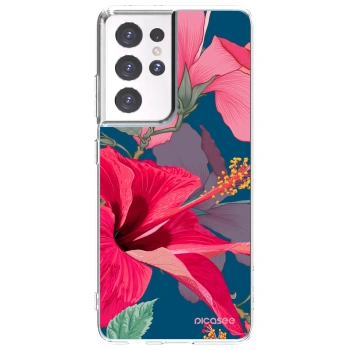 Picasee silikónový prehľadný obal pre Samsung Galaxy S21 Ultra 5G G998B - Hibiscus