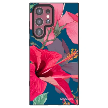 Picasee silikónový čierny obal pre Samsung Galaxy S22 Ultra 5G - Hibiscus