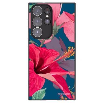 Picasee silikónový čierny obal pre Samsung Galaxy S23 Ultra 5G - Hibiscus