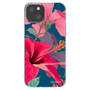 Picasee silikónový prehľadný obal pre Apple iPhone 15 Plus - Hibiscus