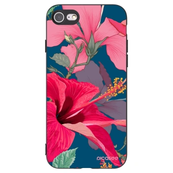 Picasee silikónový čierny obal pre Apple iPhone 7 - Hibiscus
