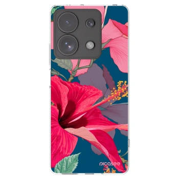 Picasee silikónový prehľadný obal pre Xiaomi Redmi Note 13 Pro 4G - Hibiscus