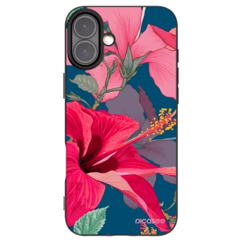 Picasee silikónový čierny obal pre Apple iPhone 16 Plus - Hibiscus