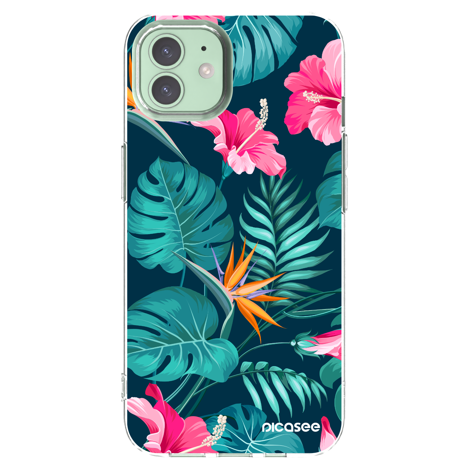Picasee silikónový prehľadný obal pre Apple iPhone 12 - Pink Monstera