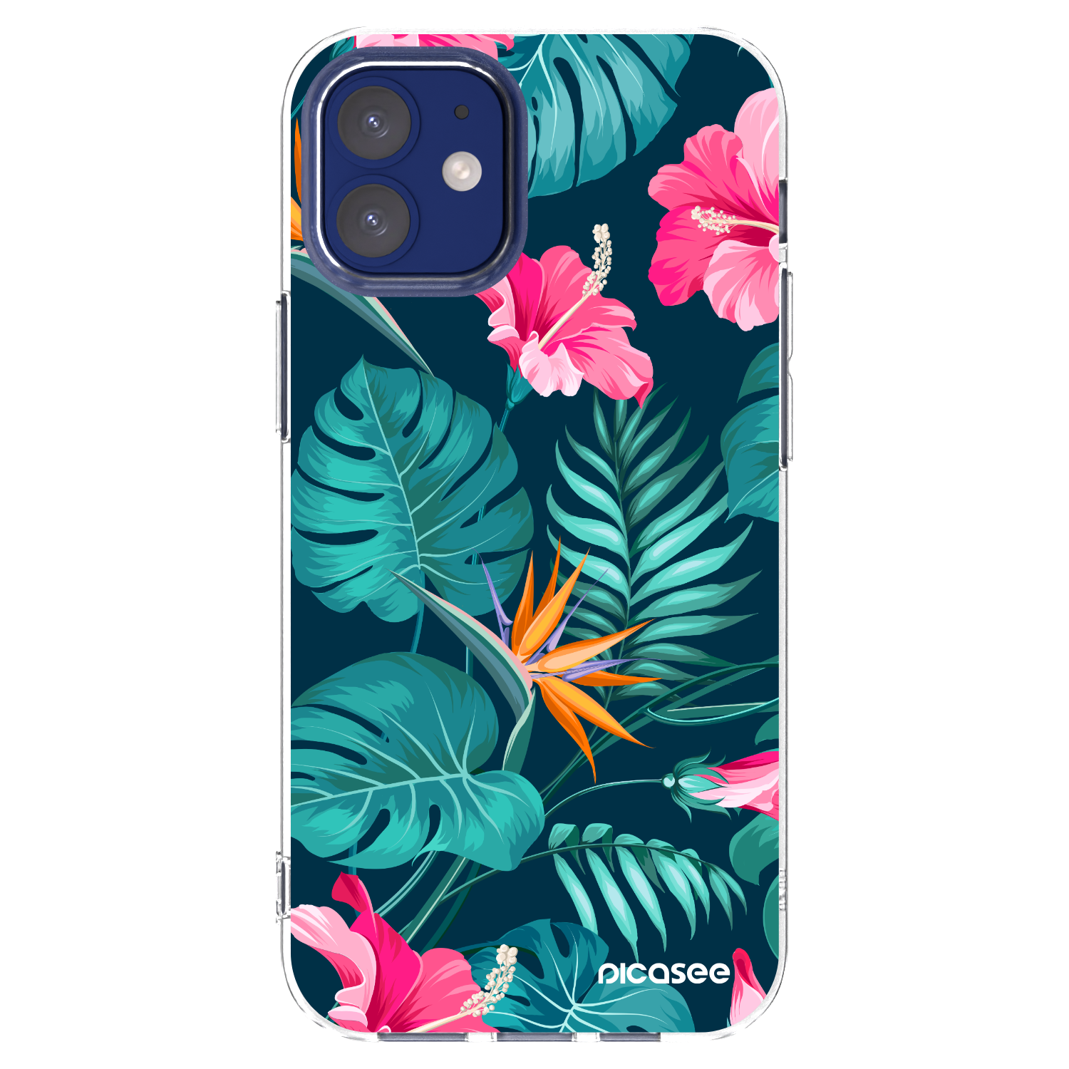 Picasee silikónový prehľadný obal pre Apple iPhone 12 mini - Pink Monstera