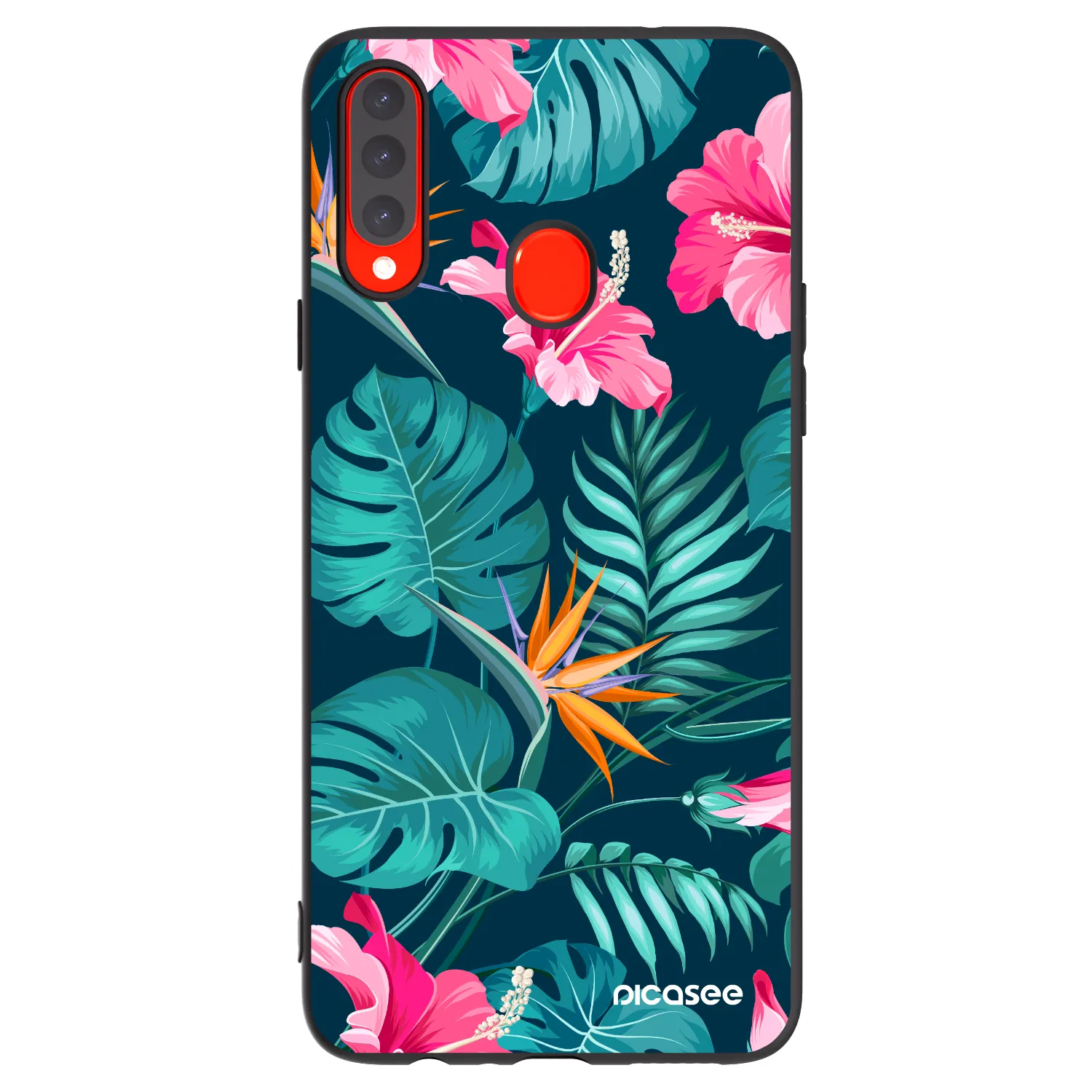 Picasee silikónový čierny obal pre Samsung Galaxy A20s - Pink Monstera