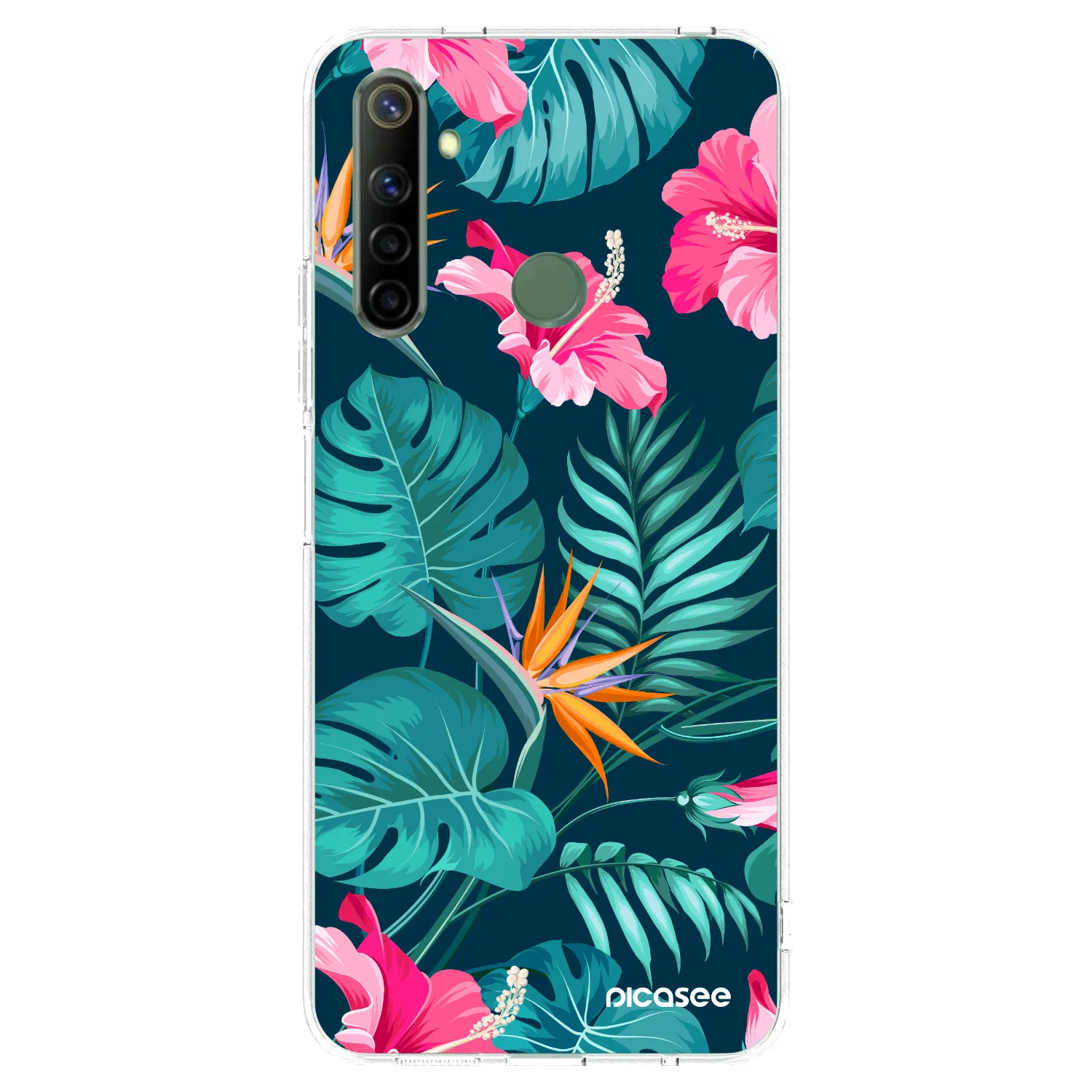 Picasee silikónový prehľadný obal pre Realme 6i - Pink Monstera