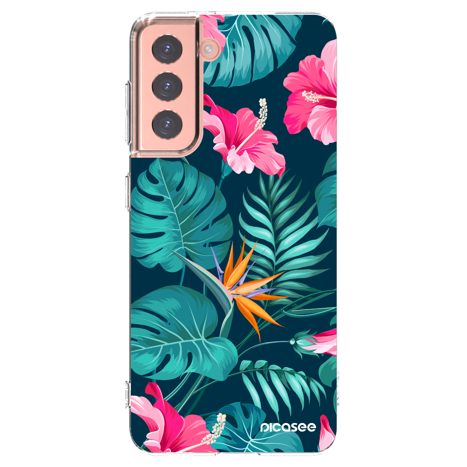 Silikónový prehľadný obal pre Samsung Galaxy S21 5G G991B - Pink Monstera