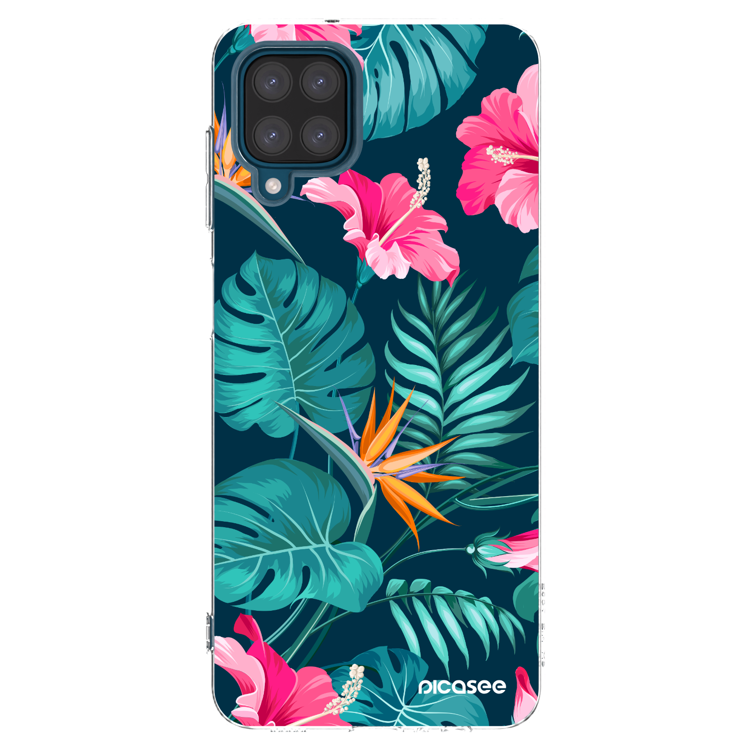 Picasee silikónový prehľadný obal pre Samsung Galaxy A12 A125F - Pink Monstera