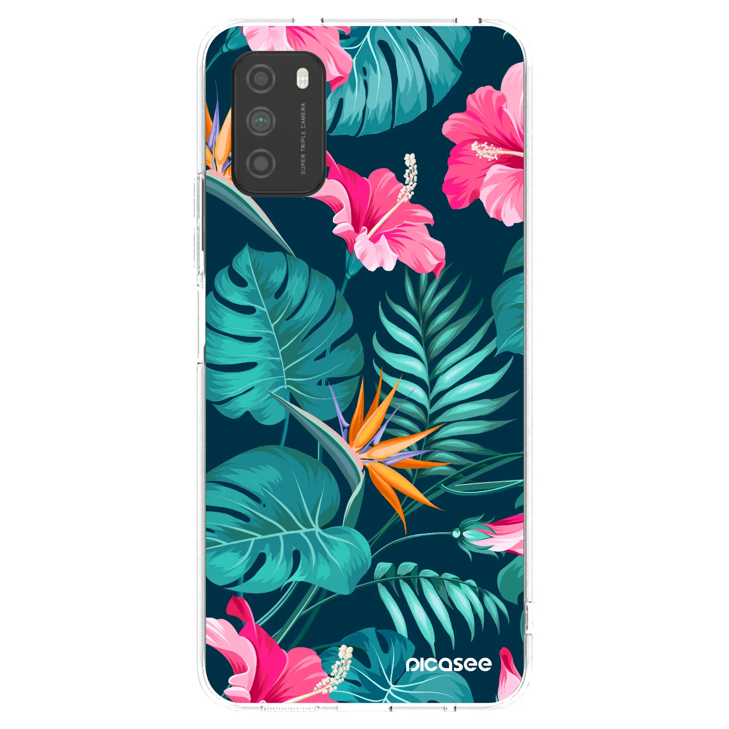 Picasee silikónový prehľadný obal pre Xiaomi Poco M3 - Pink Monstera