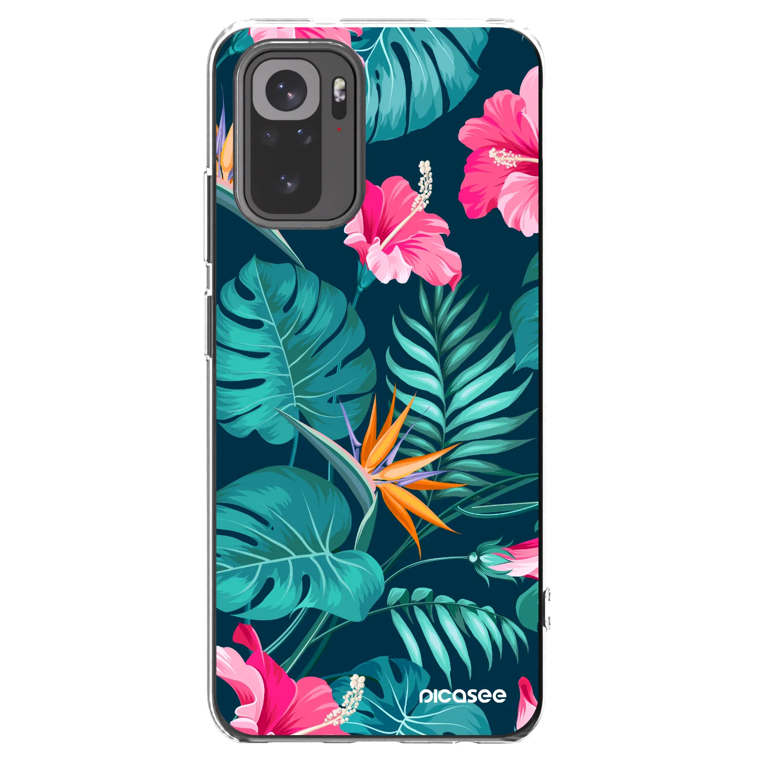 Picasee silikónový prehľadný obal pre Xiaomi Redmi Note 10 - Pink Monstera