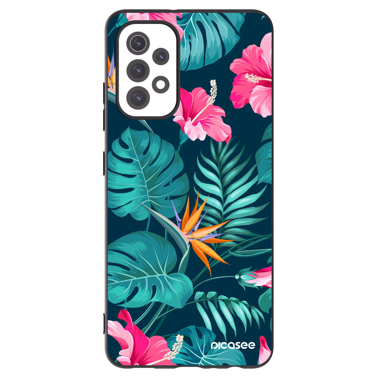 Picasee silikónový čierny obal pre Samsung Galaxy A32 5G A326B - Pink Monstera
