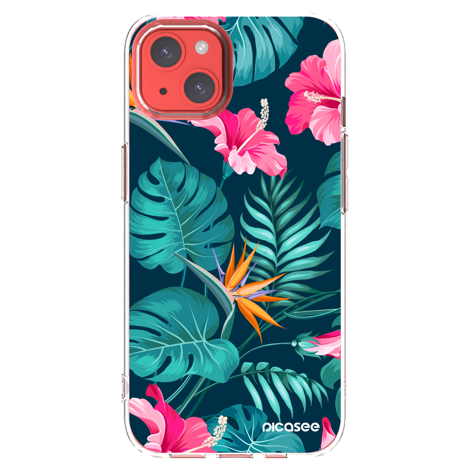 Picasee silikónový prehľadný obal pre Apple iPhone 13 - Pink Monstera