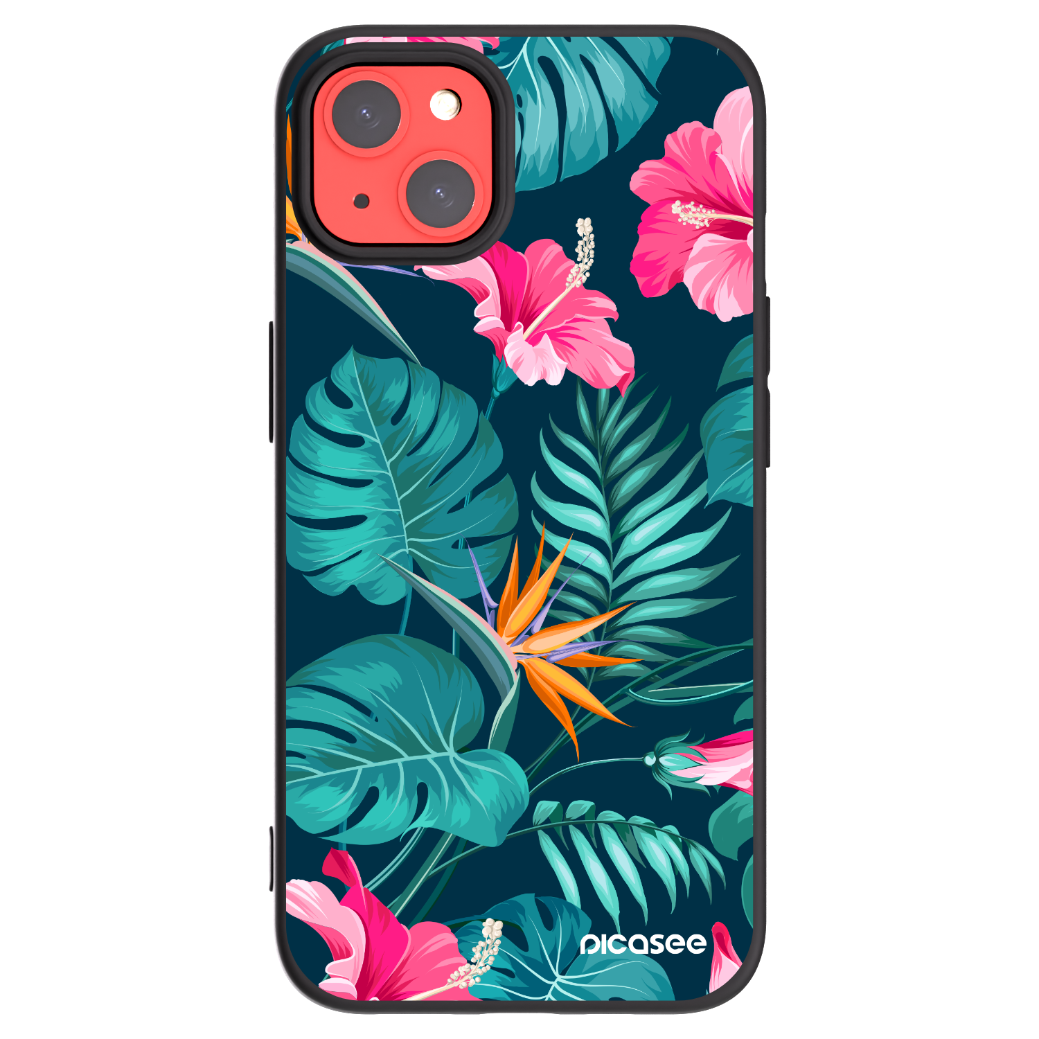 Picasee silikónový čierny obal pre Apple iPhone 13 - Pink Monstera