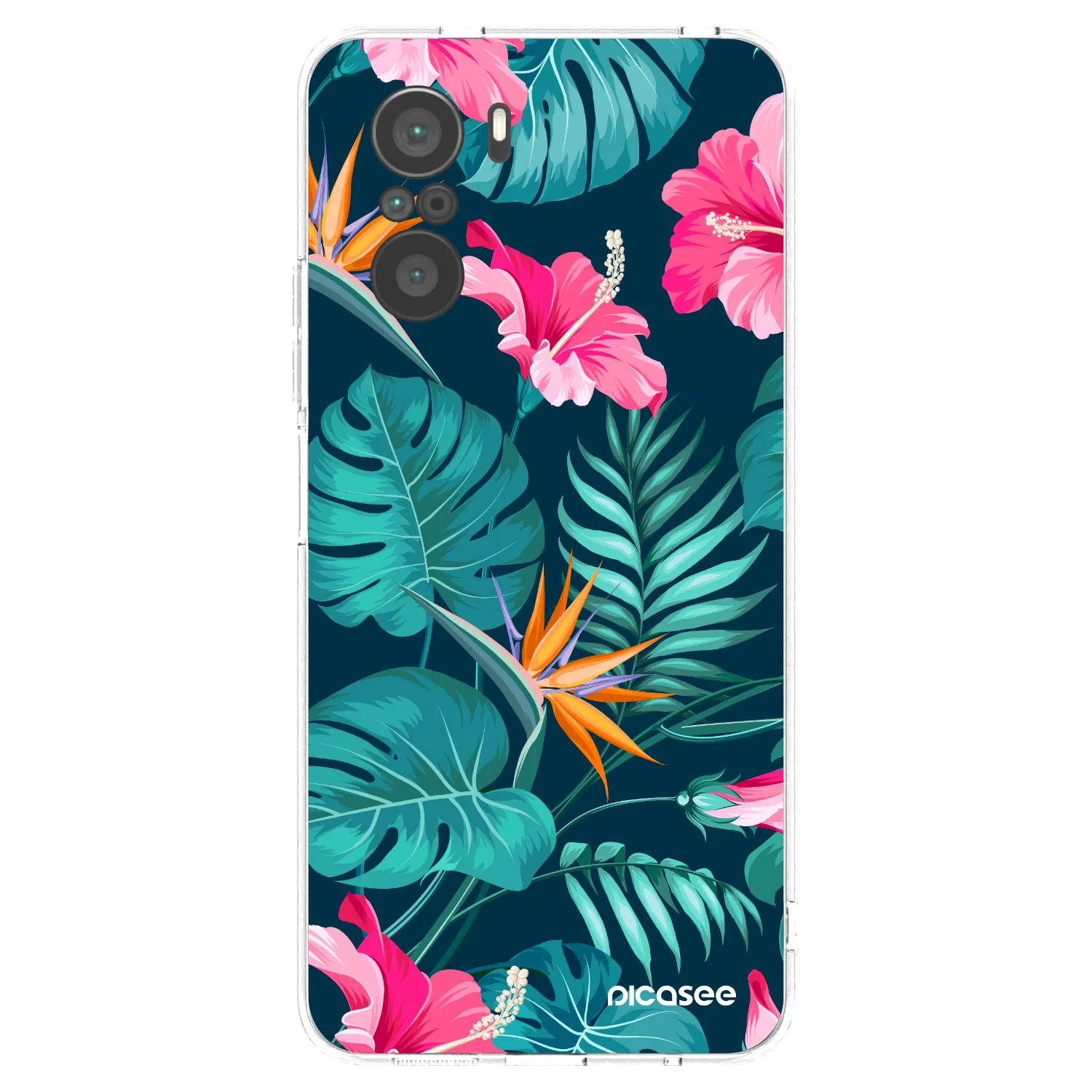 Picasee silikónový prehľadný obal pre Xiaomi Poco F3 - Pink Monstera