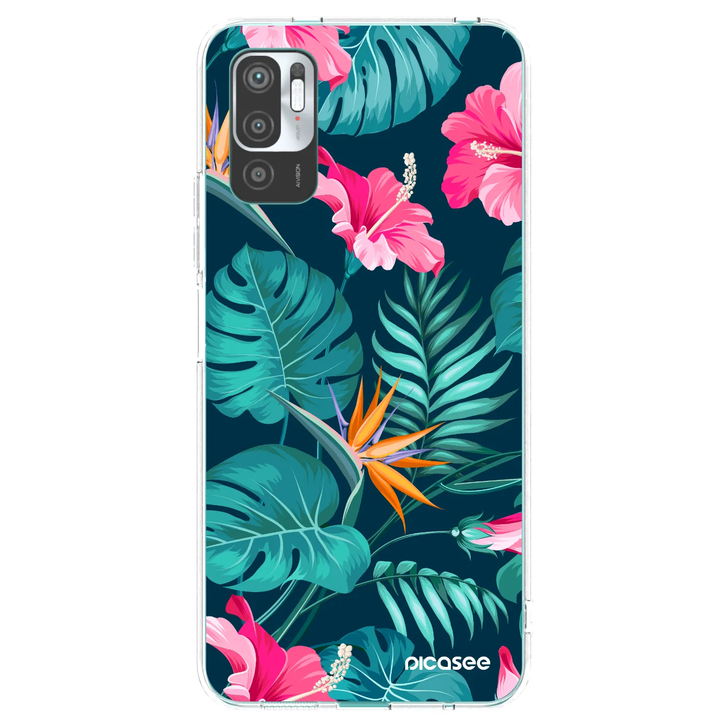 Picasee silikónový prehľadný obal pre Xiaomi Redmi Note 10 5G - Pink Monstera