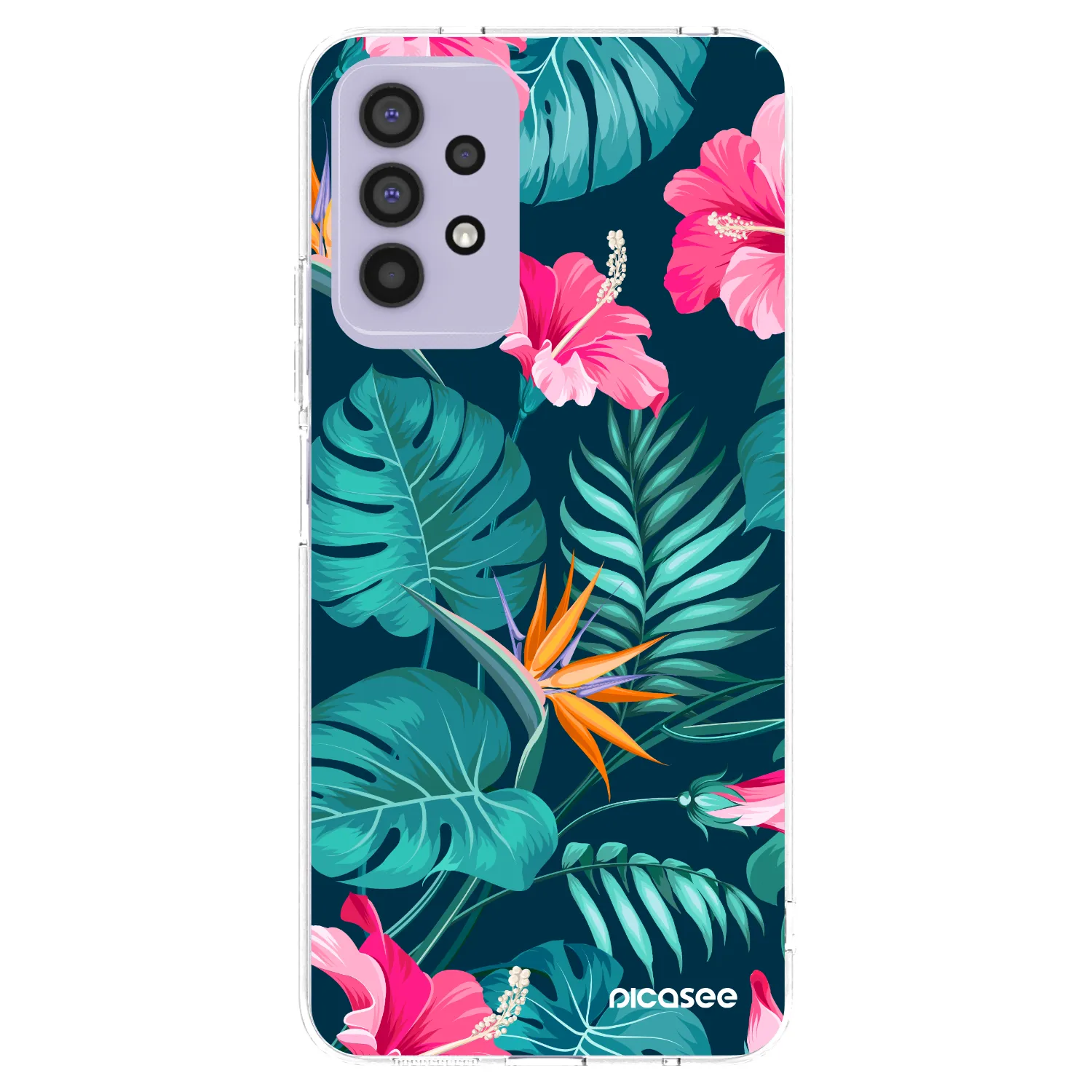 Picasee silikónový prehľadný obal pre Samsung Galaxy A32 4G SM-A325F - Pink Monstera
