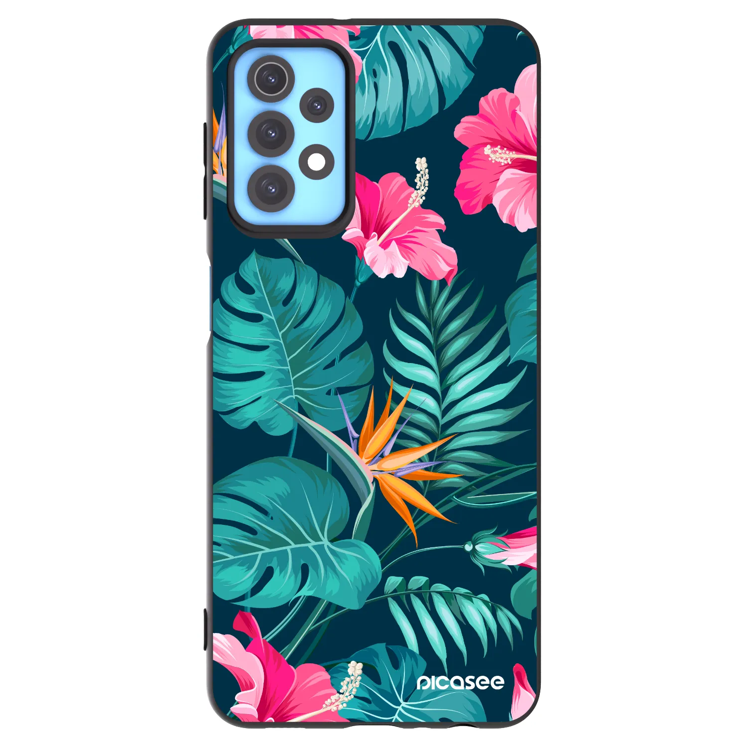 Picasee silikónový čierny obal pre Samsung Galaxy A32 4G SM-A325F - Pink Monstera