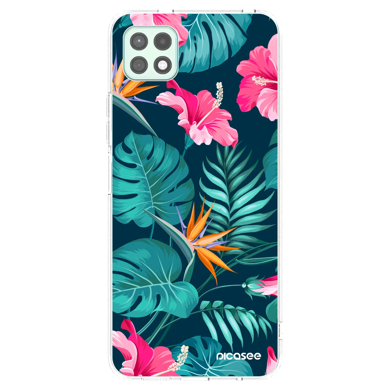 Picasee silikónový prehľadný obal pre Samsung Galaxy A22 A226B 5G - Pink Monstera