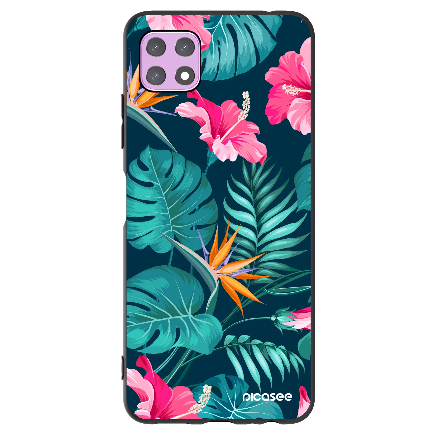 Picasee silikónový čierny obal pre Samsung Galaxy A22 A226B 5G - Pink Monstera